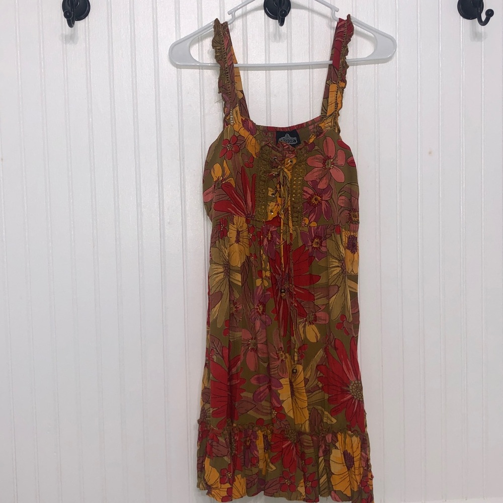 ANGIEMiniDRESS Ruffles Spaghetti Straps Smocked Back EUC